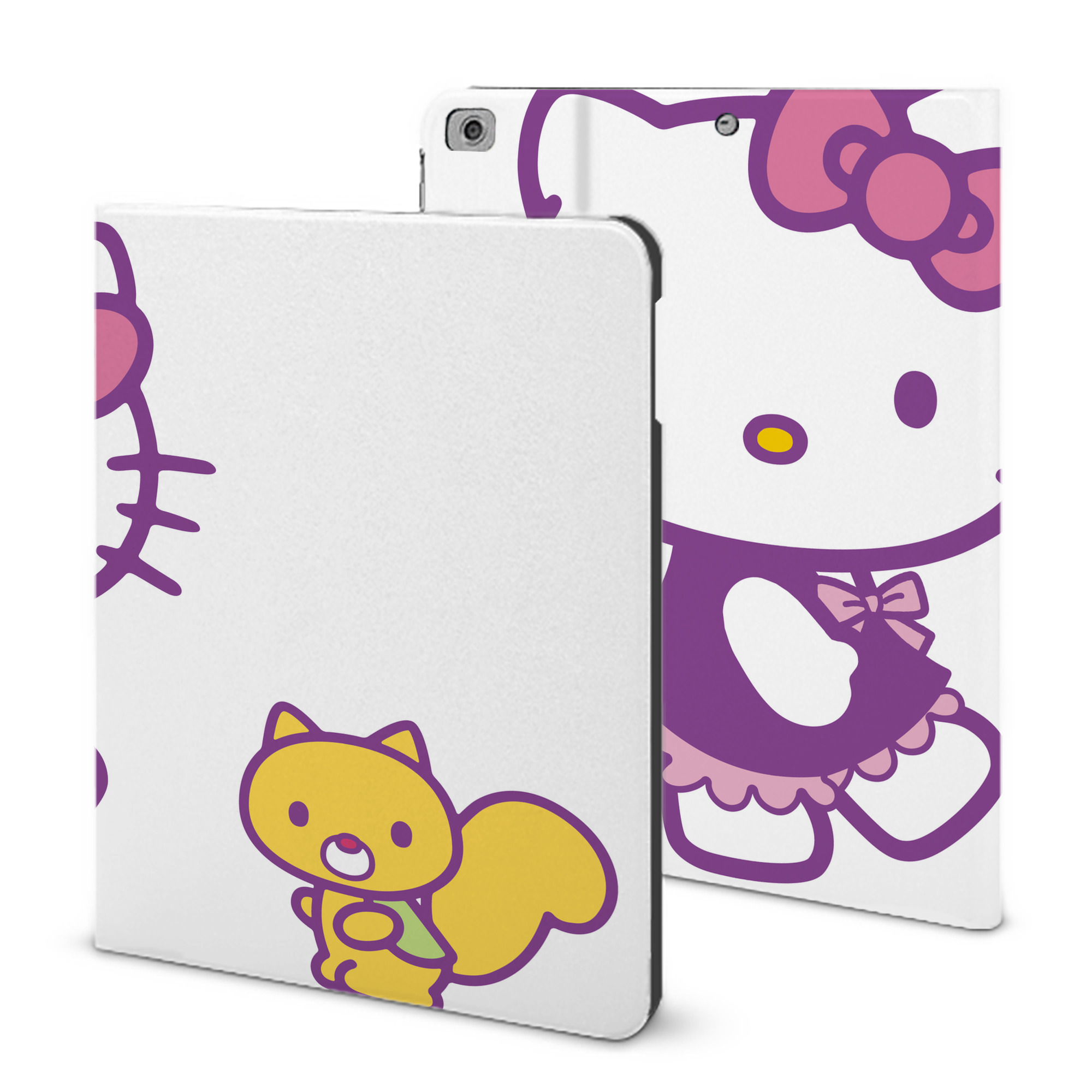 （画像用） Hello Kitty ハローキティ IPad ケース ブック型 PUレザー TPU 耐衝撃 軽量 薄型 ペン収納なし 全面保護 IPad 各モデル対応